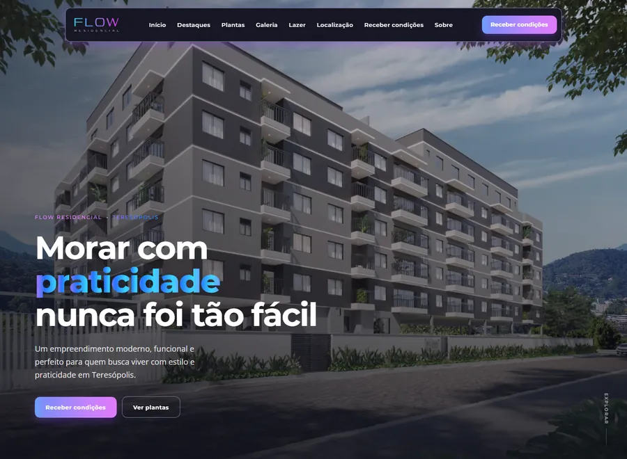 Página inicial de Flow Residencial