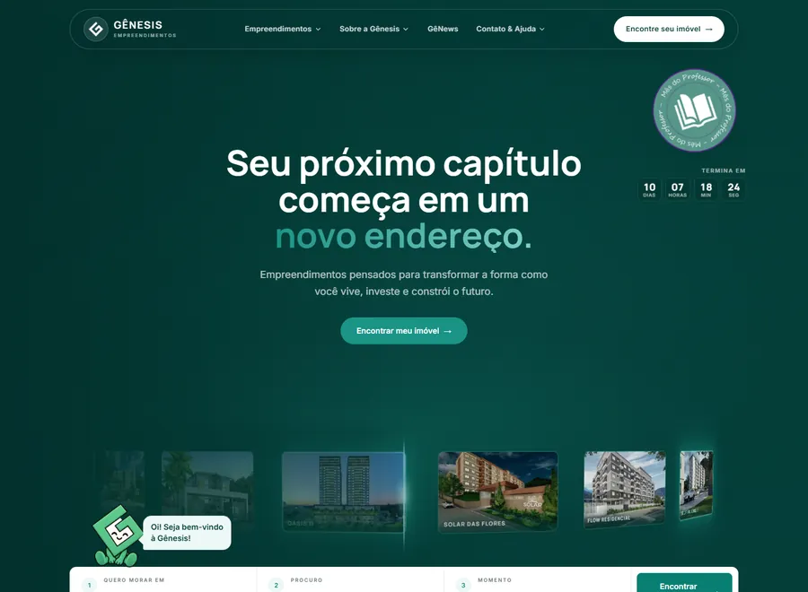 Página inicial de Gênesis Empreendimentos