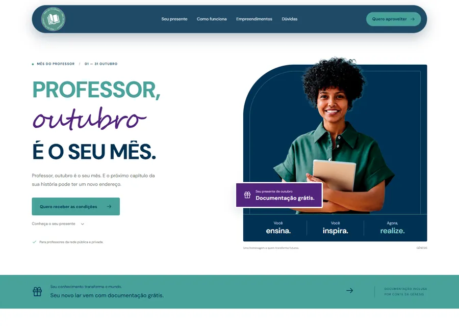 Página inicial de LP dos Professores